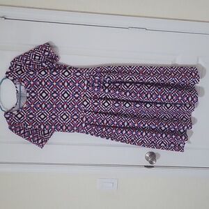 Red/White/Blue Geometric Lularoe Amelia Dress Large